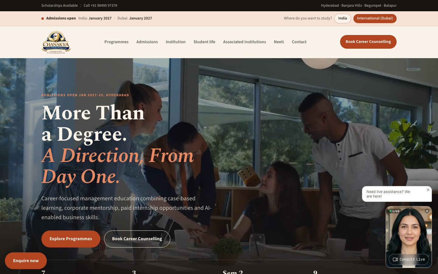 The Chanakya B-School homepage
