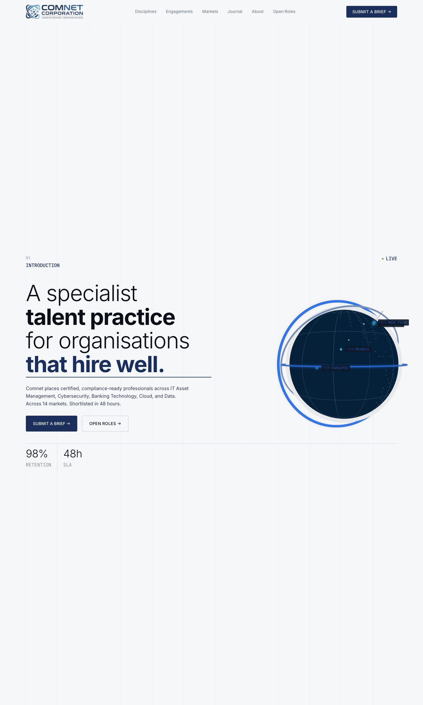 Comnet Corporation website, homepage
